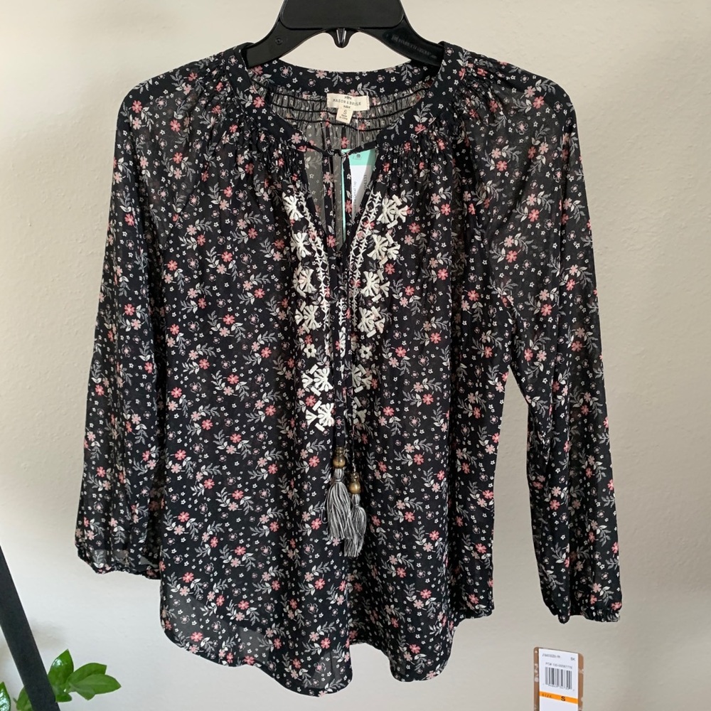 Mason and Belle Embroidered Tie Top